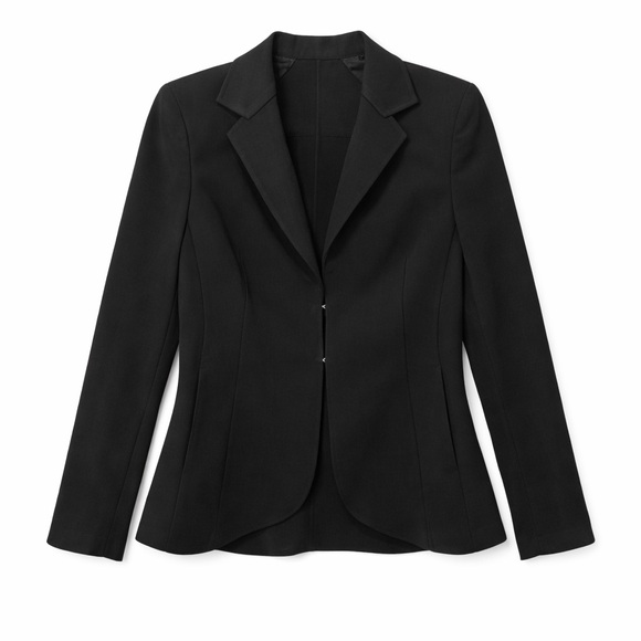 Akris Black Wool Hook-Front Blazer Size 8